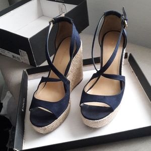 Navy Suede Espadrille